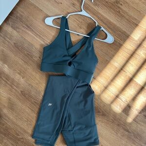 Fabletics Teal Sports Bra and Leggings Set